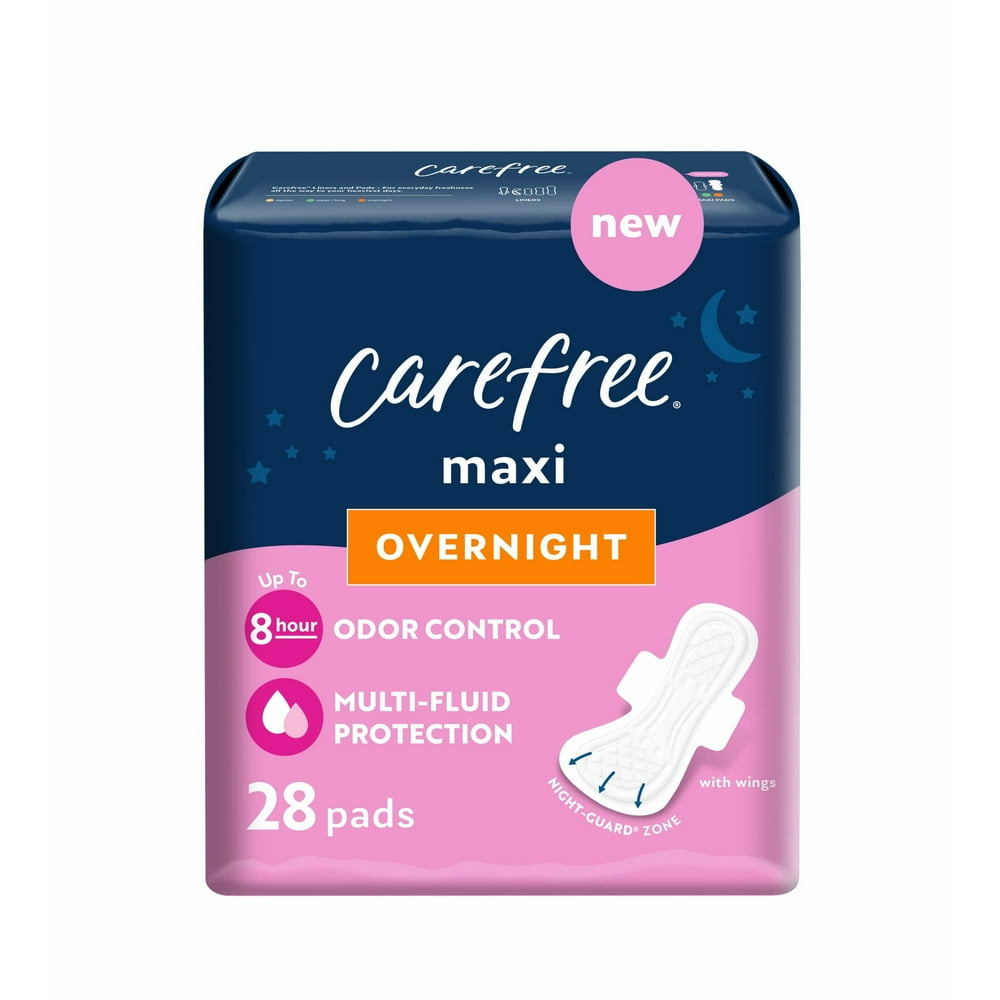Carefree Overnight Maxi Pad 28’s Save $ 4.00