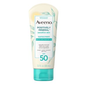 Aveeno Positively Mineral Sensitive Skin Sunscreen Lotion SPF 50 3Fl oz