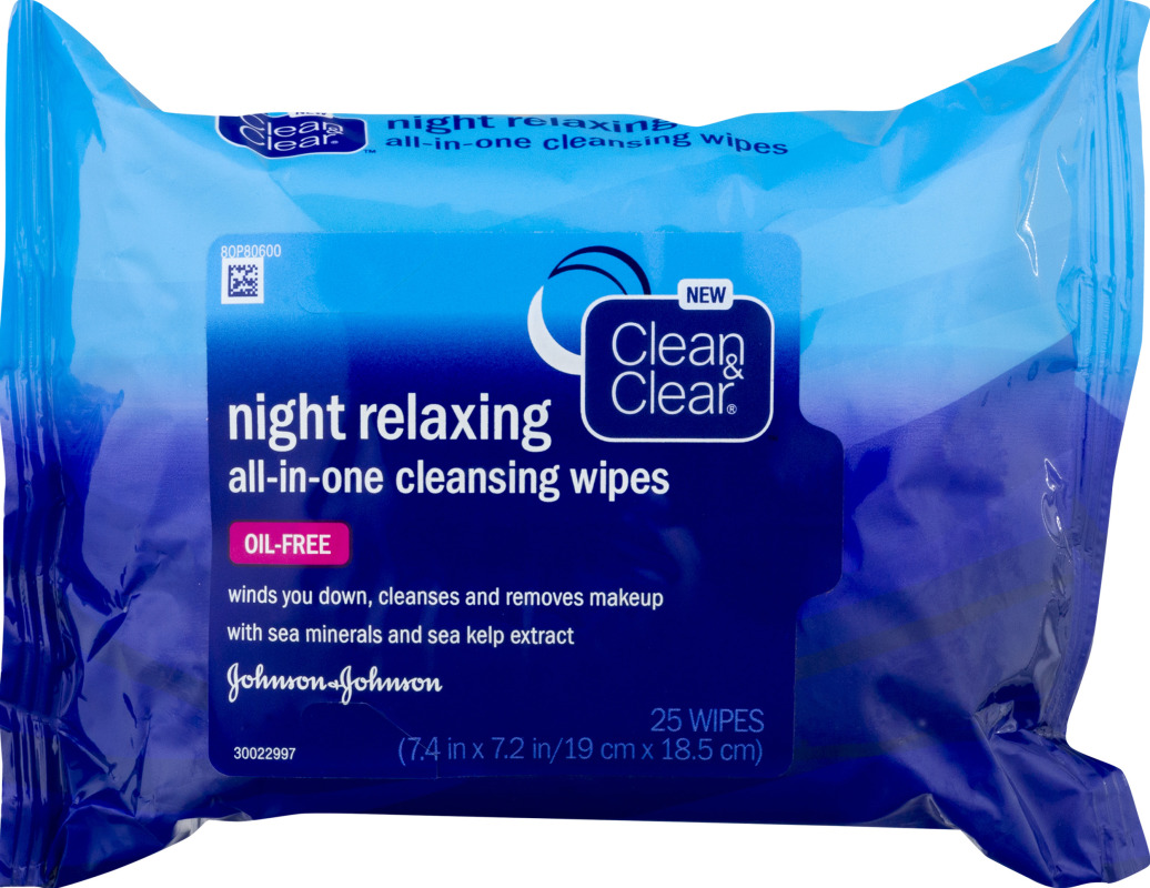 Clean & Clear Night Relaxing All-In-One Cleansing Wipes 25CT