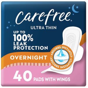 Carefree Ultra Thin  Pads Overnight Wings 40’s
