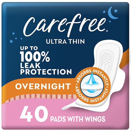 Carefree Ultra Thin Pads Overnight Wings 40’s