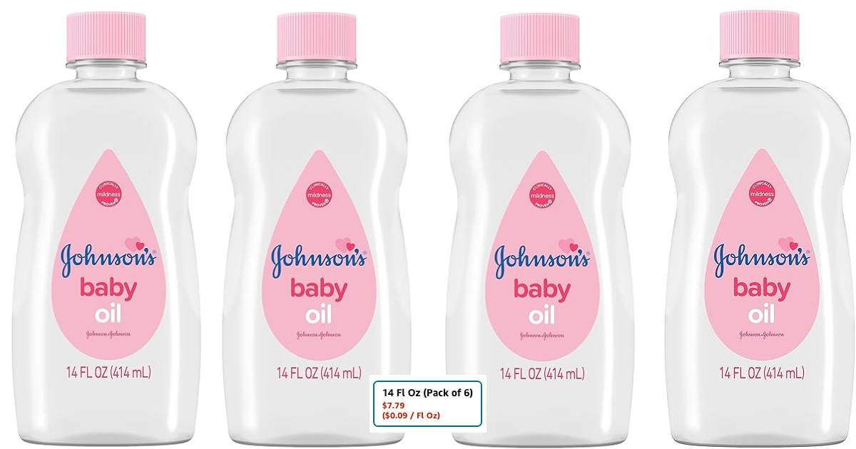 Johnson’s Baby oil Regular 14oz save $10.00