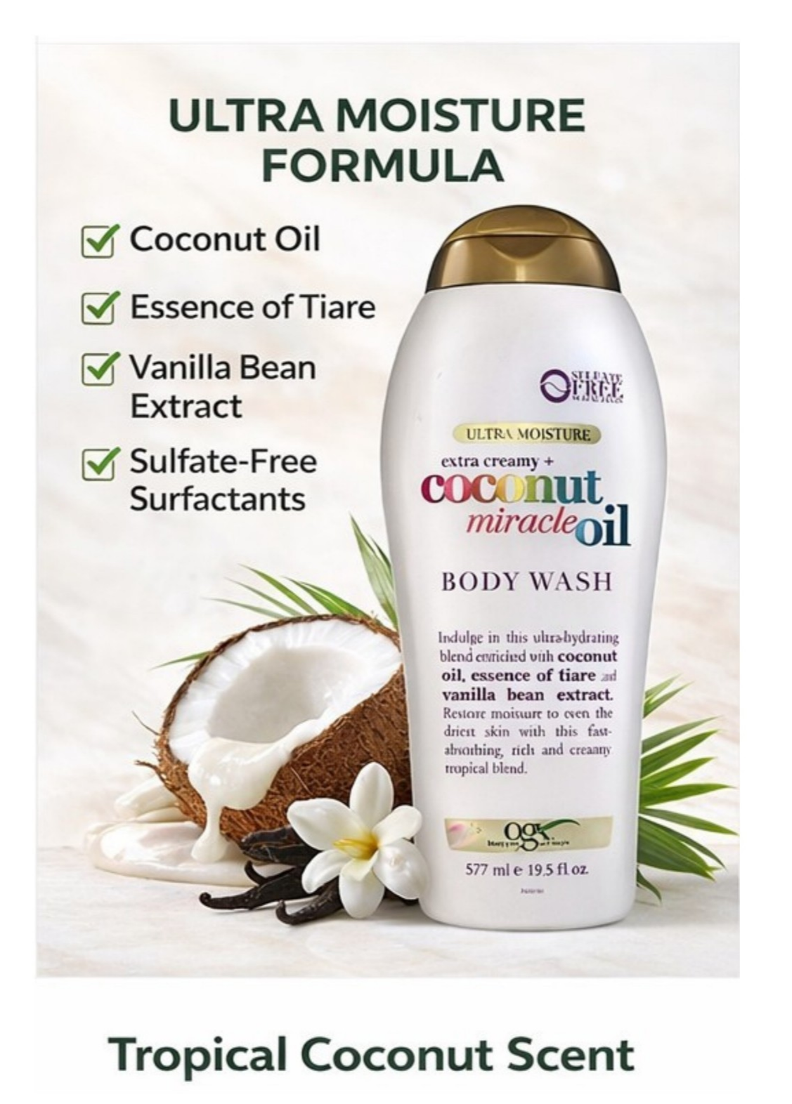 OGX Ultra Moisture Extra Creamy + Cocnut Miracle Oil Body Wash 19.5oz
