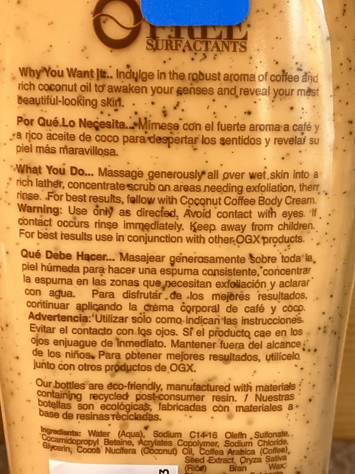 OGX Smoothing + Coconut Coffee Body Scrub & Wash 19.5oz