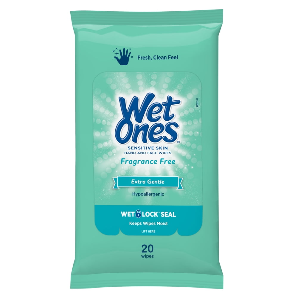 Wet Ones Travel Pack Sensitive Skin Fragrance Free 20CT, 10PC Tray